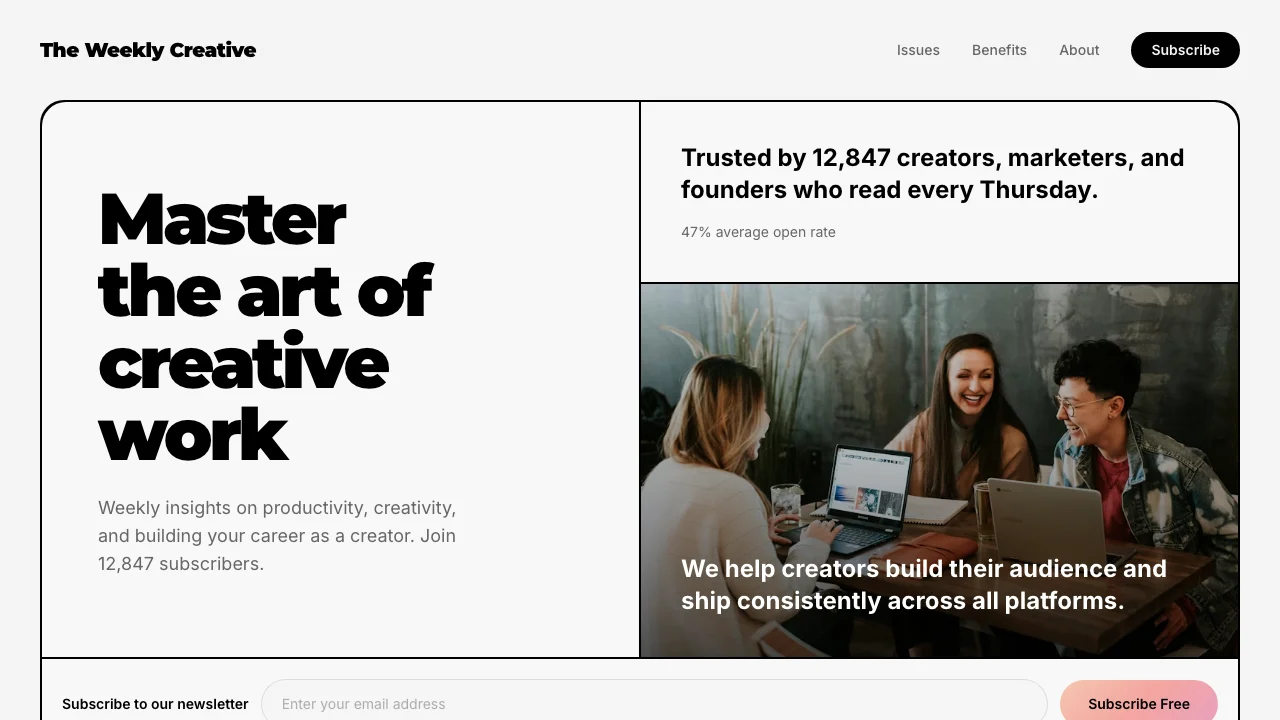 Loading preview of Inkwell - Newsletter Landing Page for Creators Template